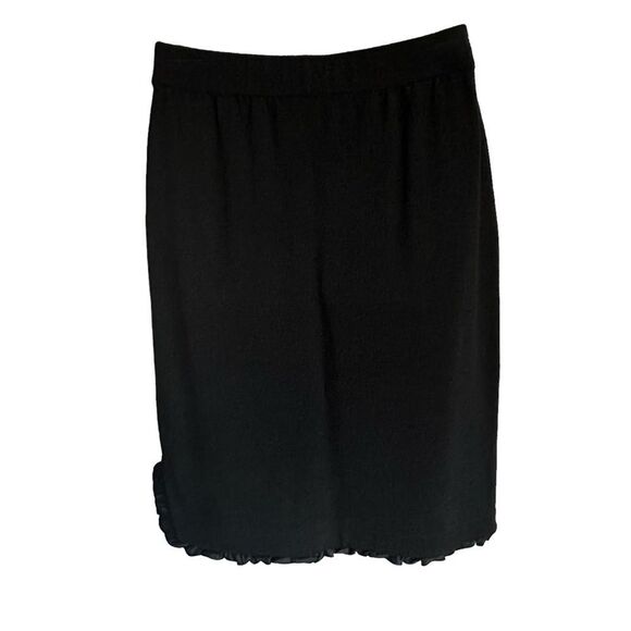 Toula Black Wool Blend Knit Straight Ruffled Skirt Sz6 - Picture 1 of 10